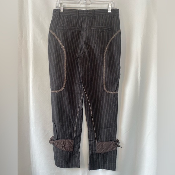 Women's Dark Brown Pinstripe Steampunk Trousers Pants Medium Lagenlook Unique - Picture 7 of 15